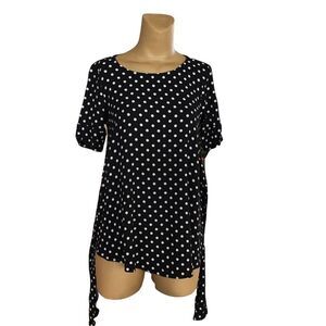 Isabella Oliver black polka dot top maternity with waist tie